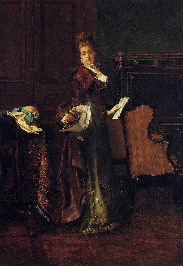The Love Letter by Alfred Stevens — Oil Painting Reproduction