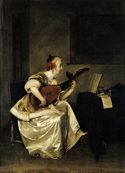 The Lute Player in hallway