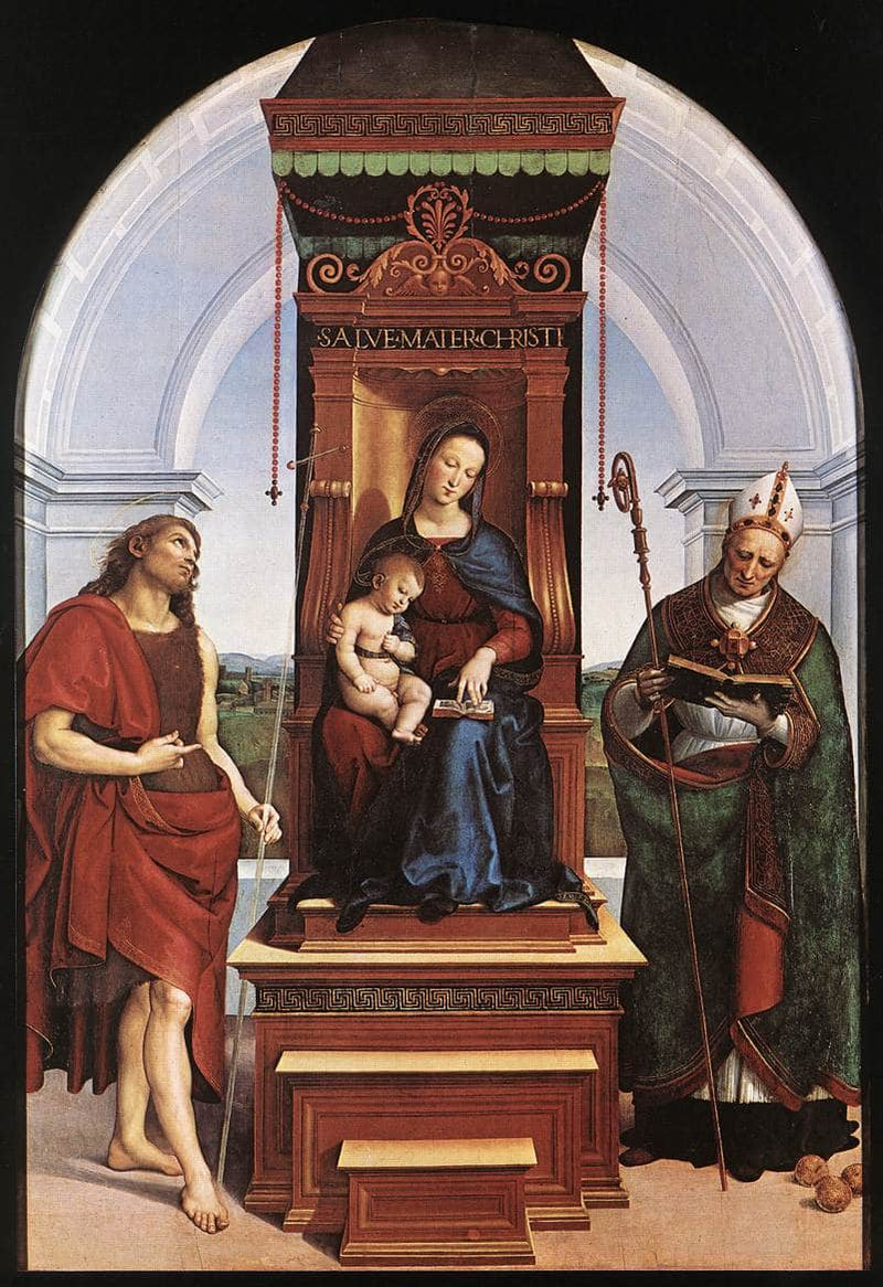 The Madonna and Child with St. John the Baptist and St. Nicholas of Bari by Raphael — Oil Painting Reproduction