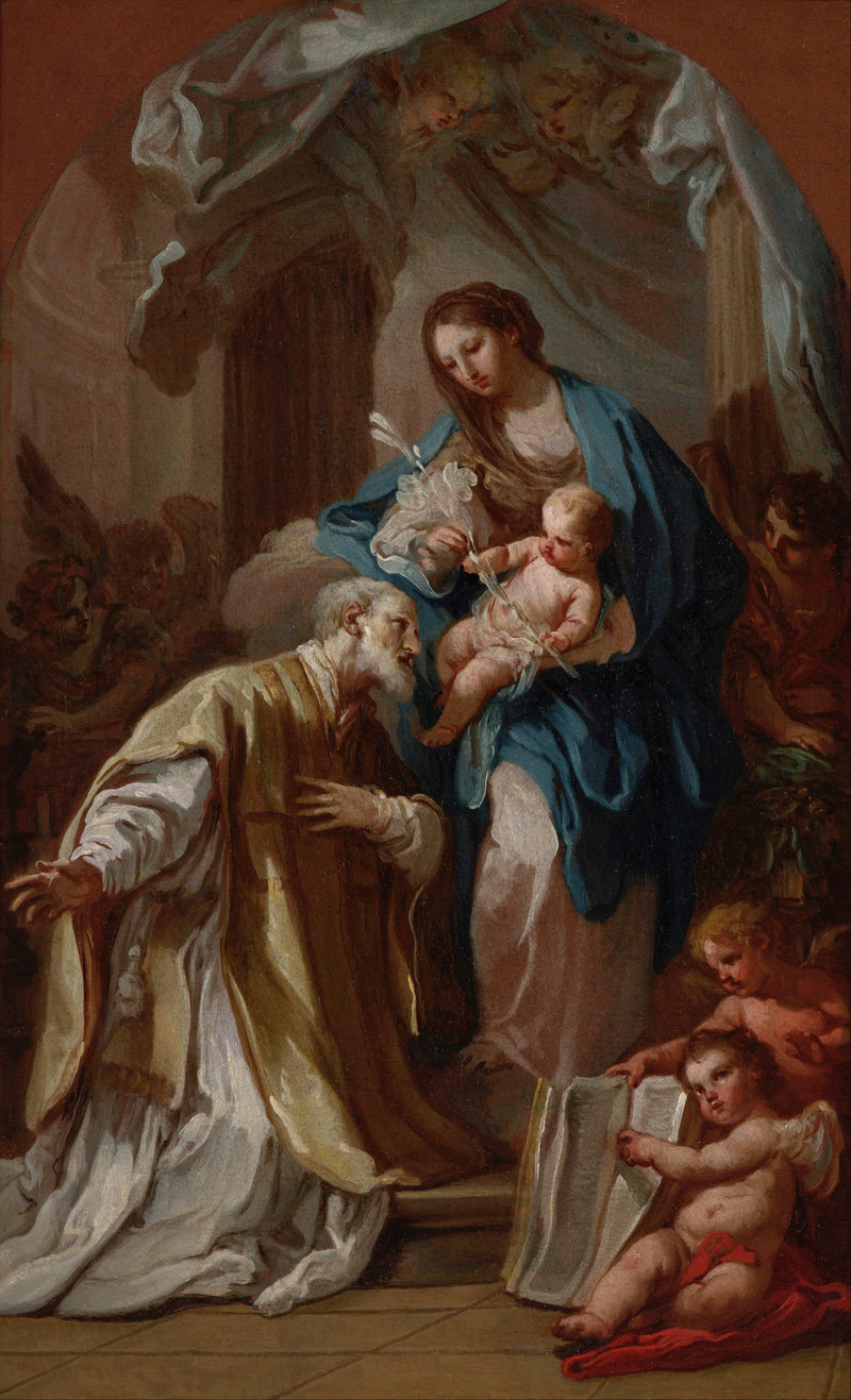 The Madonna Appearing to St. Philip Neri by Sebastiano Conca — Oil Painting Reproduction