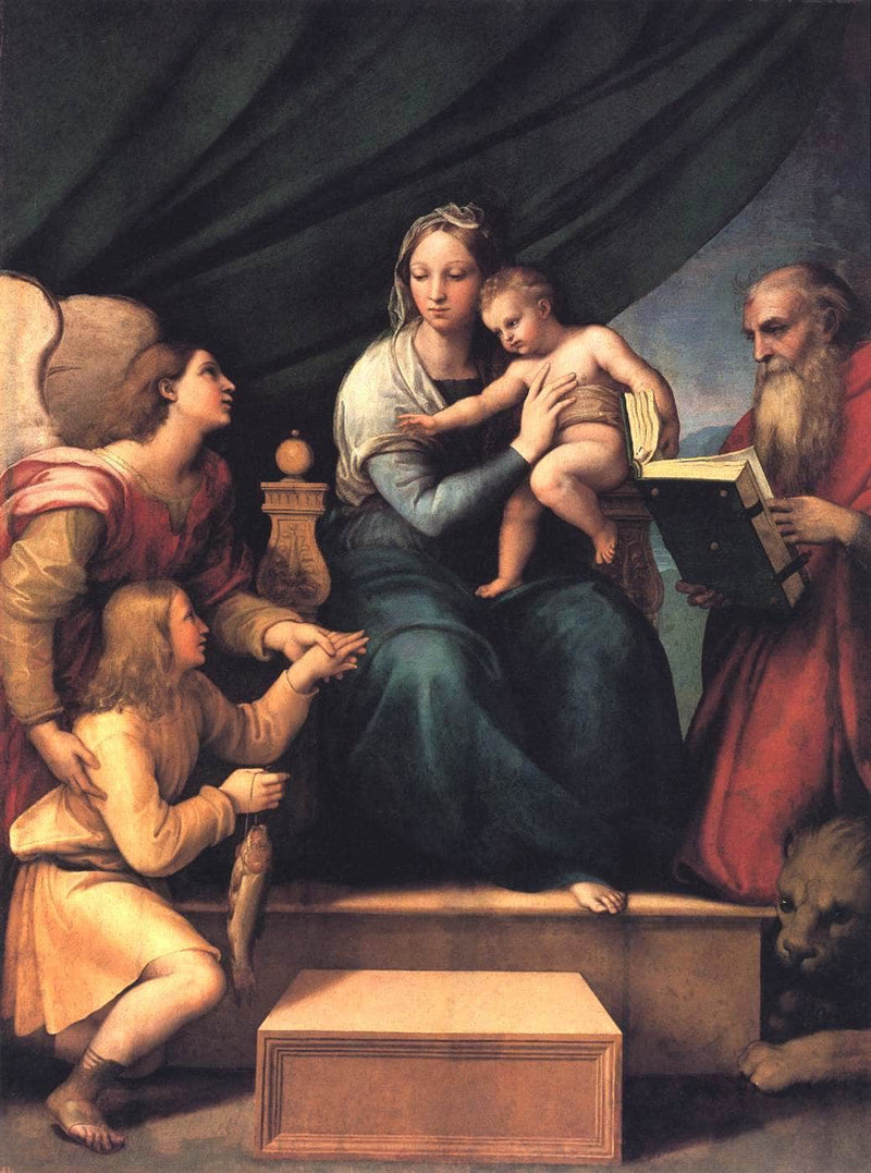 The Madonna of the Fish (The Madonna with the Archangel Gabriel and St. Jerome) by Raphael — Oil Painting Reproduction