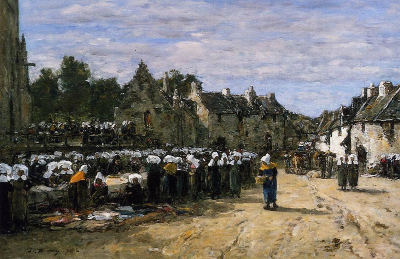 The Market at Landenneau by Eugene Boudin — Oil Painting Reproduction