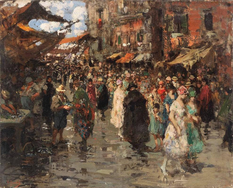 The market by Vincenzo Irolli — Oil Painting Reproduction