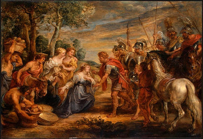 The Meeting of David and Abigail in modern living room