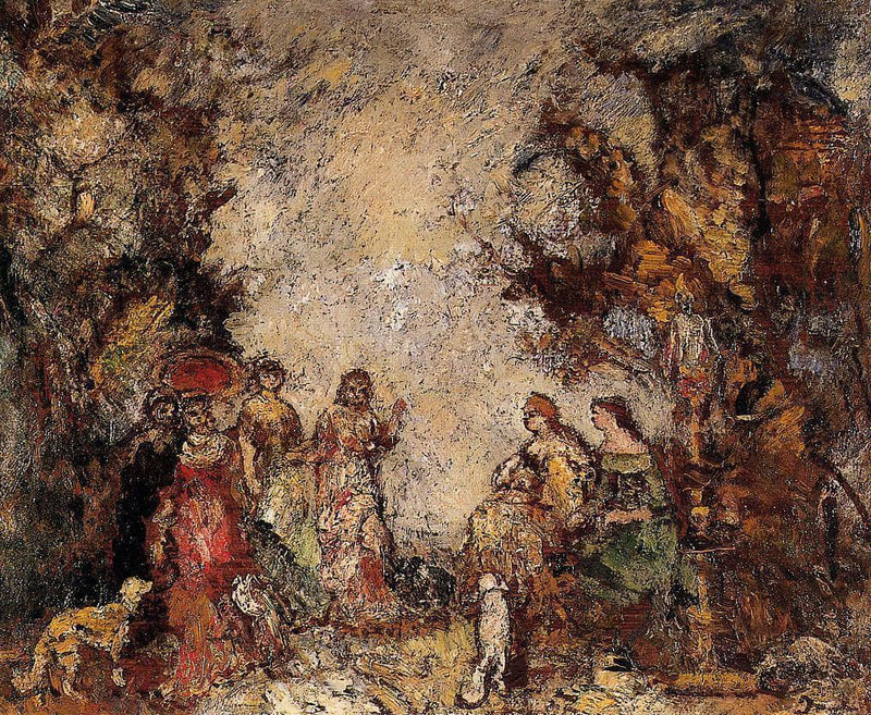 The Meeting of the Elegant Ladies by Adolphe Joseph Thomas Monticelli — Oil Painting Reproduction