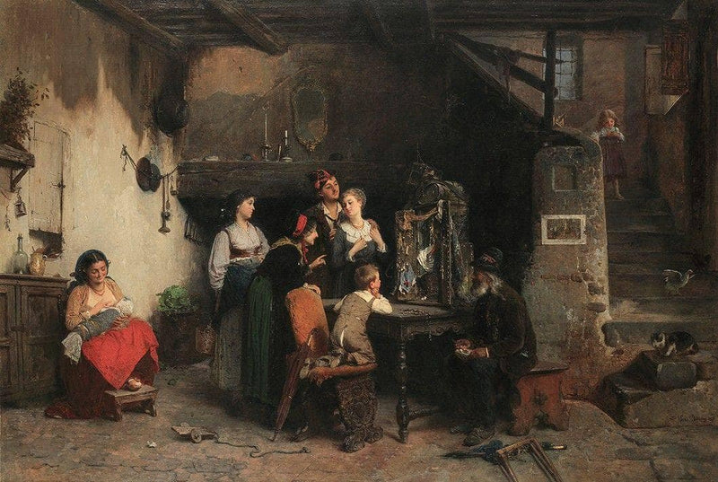 The merchant of sacred images by Gerolamo Induno — Oil Painting Reproduction