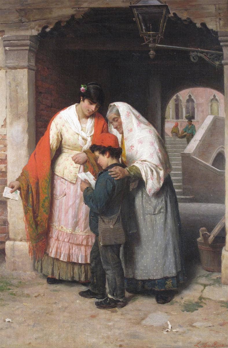 The messenger boy, Venice by Luigi Da Rios — Oil Painting Reproduction