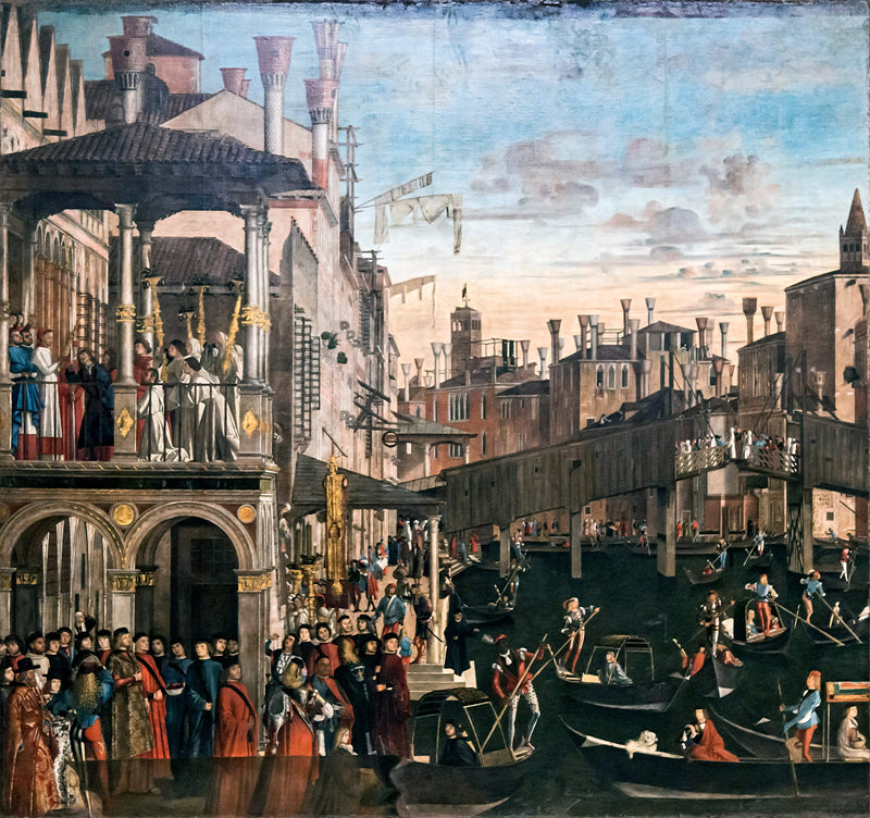 The Miracle of the Relic of the True Cross on the Rialto Bridge by Vittore Carpaccio — Oil Painting Reproduction