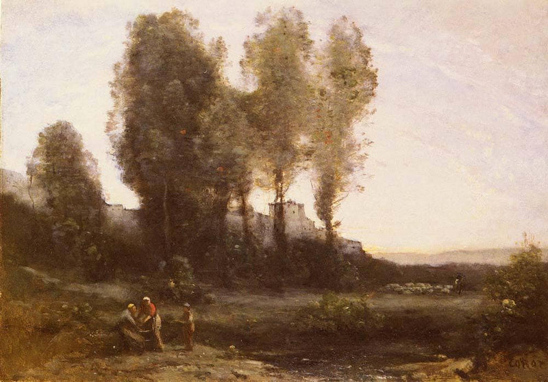 The Monastery Behind the Trees by Camille Corot — Oil Painting Reproduction