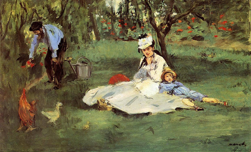 The Monet family in their garden at Argenteuil by Edouard Manet — Oil Painting Reproduction