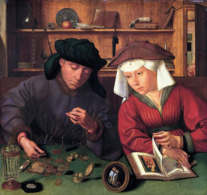 The Moneylender and His Wife by Quentin Matsys — Oil Painting Reproduction