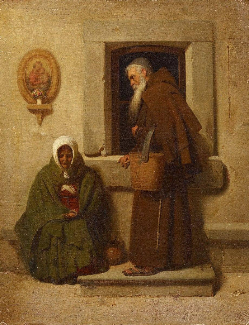 The monk and the beggar by Fyodor Bronnikov — Oil Painting Reproduction