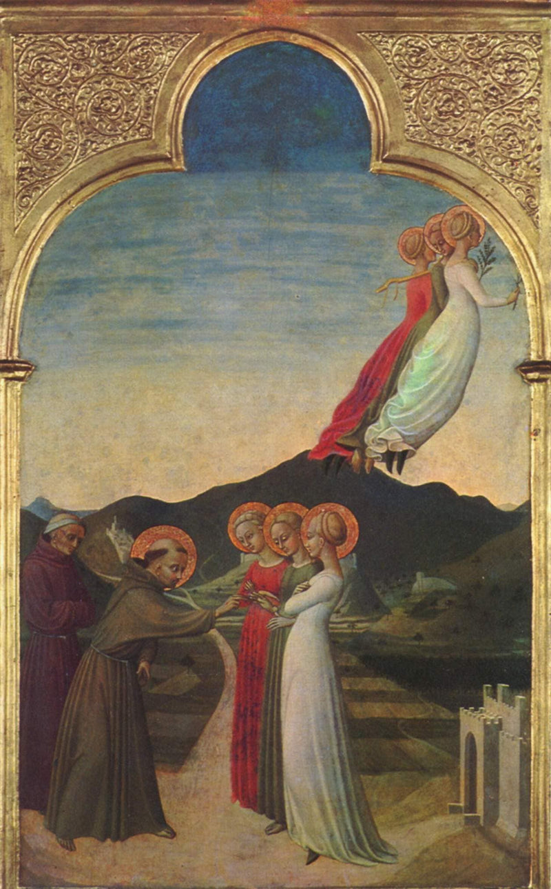 The mystical marriage of Saint Francis of Assisi by Il Sassetta (Stefano di Giovanni) — Oil Painting Reproduction