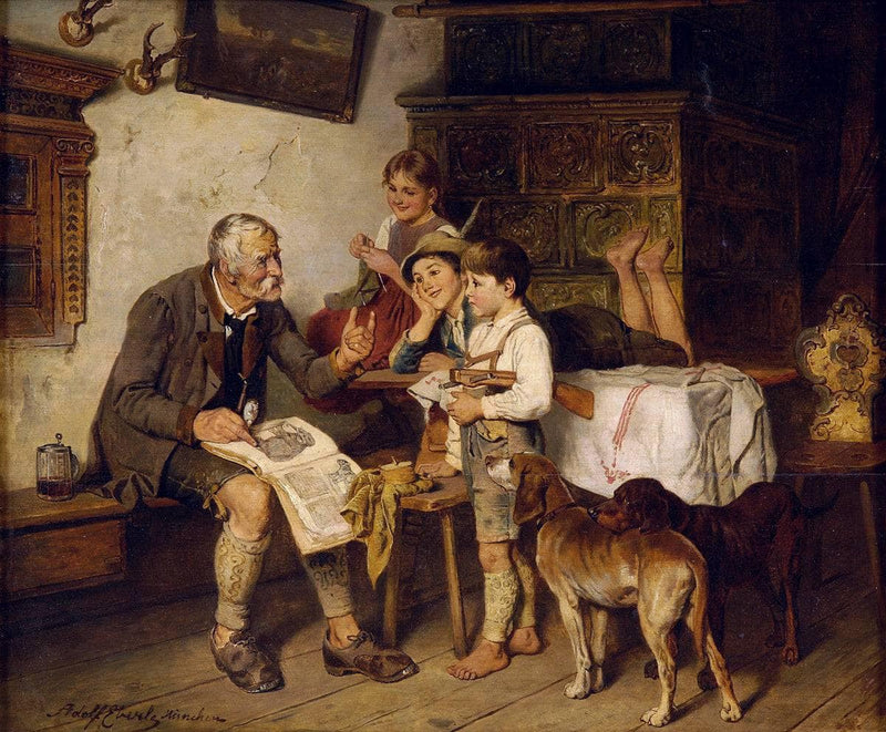 The natural history lesson by Adolf Eberle, Oil Painting Reproduction