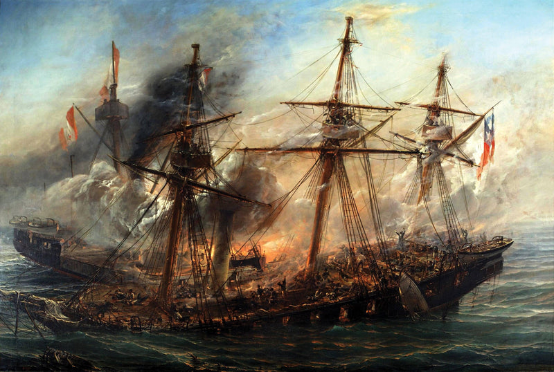 The Naval Battle of Iquique by Thomas Somerscales — Oil Painting Reproduction