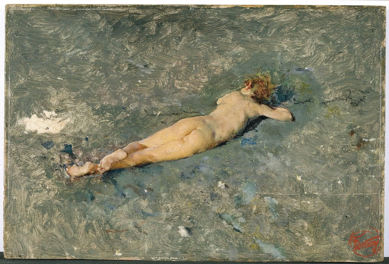 The Nude on Portici Beach by Marià Fortuny — Oil Painting Reproduction