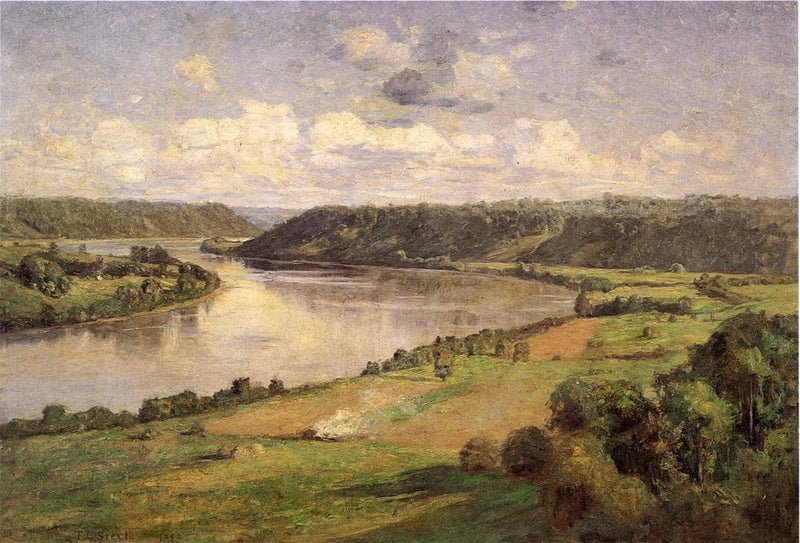 The Ohio river from the College Campus, Hanover by T. C. Steele — Oil Painting Reproduction
