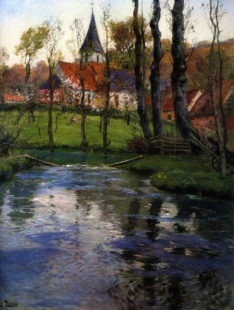 The Old Church by the River by Frits Thaulow — Oil Painting Reproduction