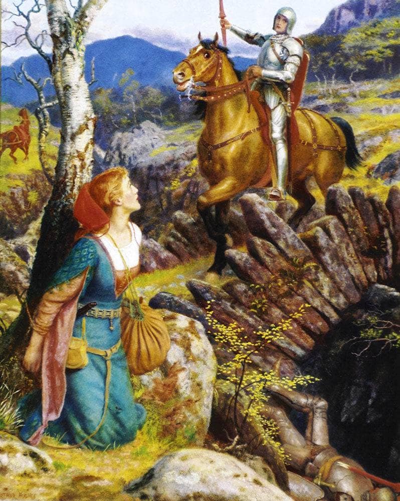 The Overthrowing of the Rusty Knight by Arthur Hughes — Oil Painting Reproduction