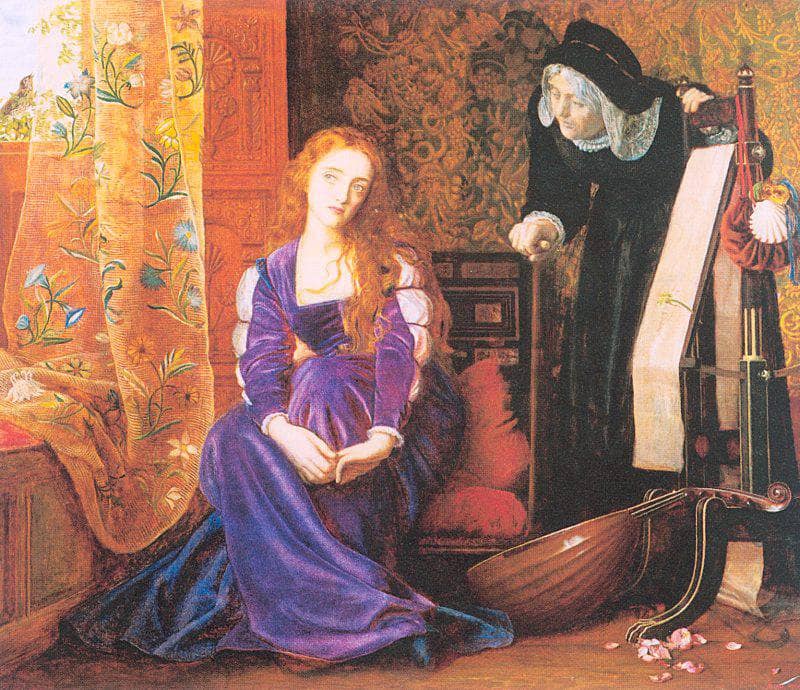 The Pained Heart', or 'Sigh No More, Ladies', or 'Juliet and her Nurse' by Arthur Hughes — Oil Painting Reproduction