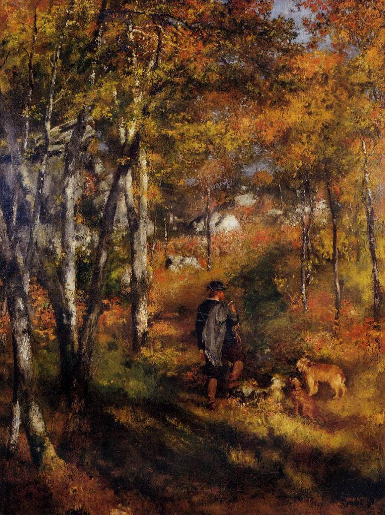 The Painter Jules Le Coeur Walking His Dogs in the Forest of Fontainebleau by Pierre-Auguste Renoir — Oil Painting Reproduction
