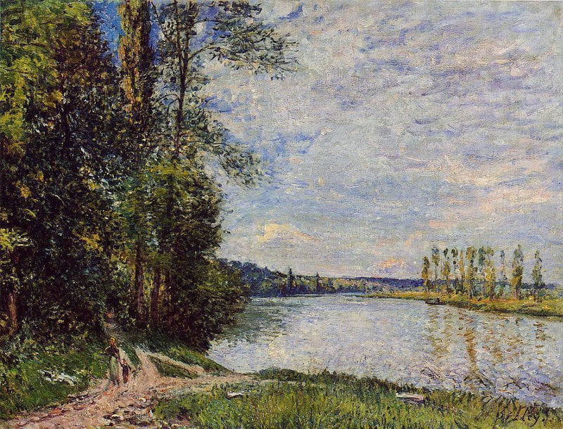 The Path from Veneux to Thomery along the Water, Evening by Alfred Sisley — Oil Painting Reproduction