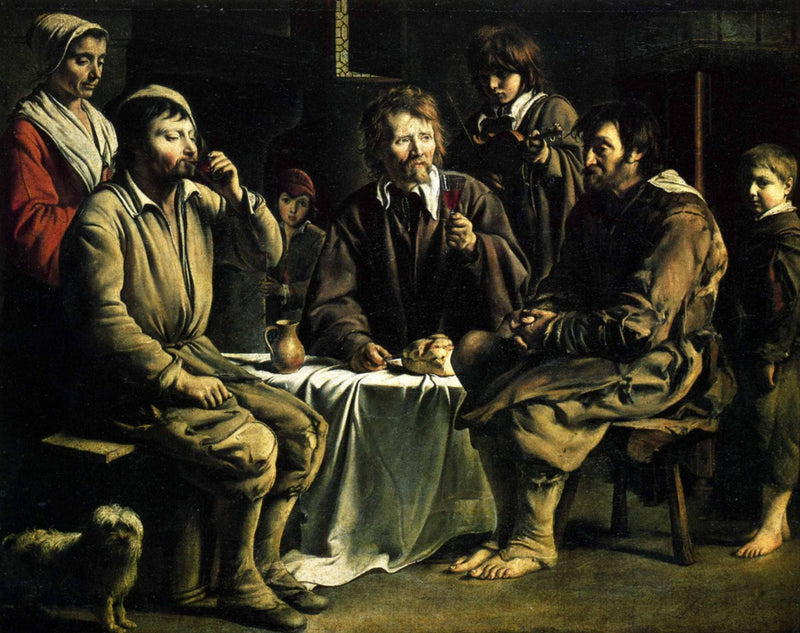 The peasant's meal by Le Nain brothers — Oil Painting Reproduction