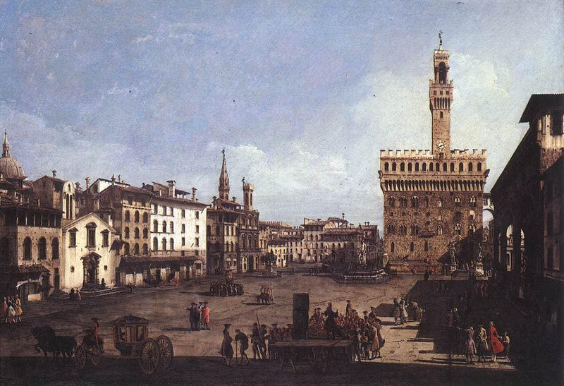 The Piazza della Signoria in Florence by Bernardo Bellotto — Oil Painting Reproduction