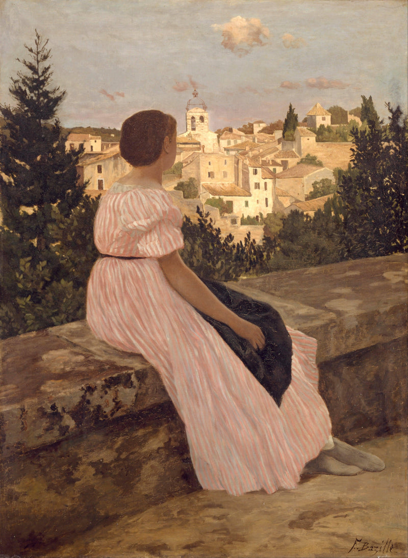 The Pink Dress by Frederic Bazille — Oil Painting Reproduction