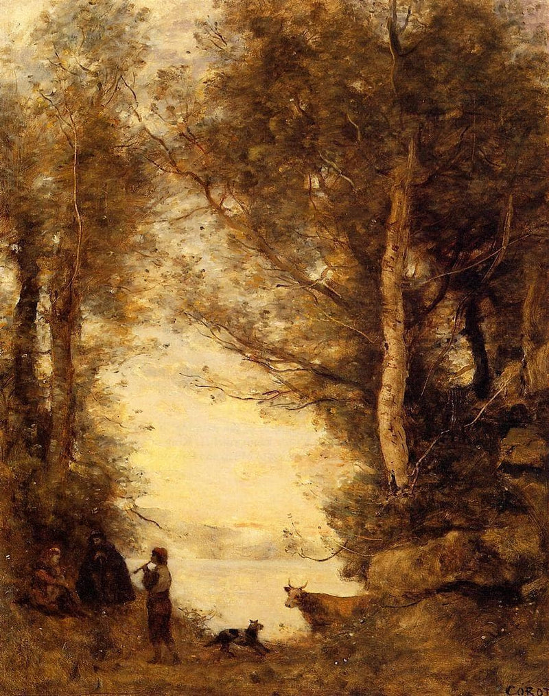 The Piper at Lake Albano by Camille Corot — Oil Painting Reproduction