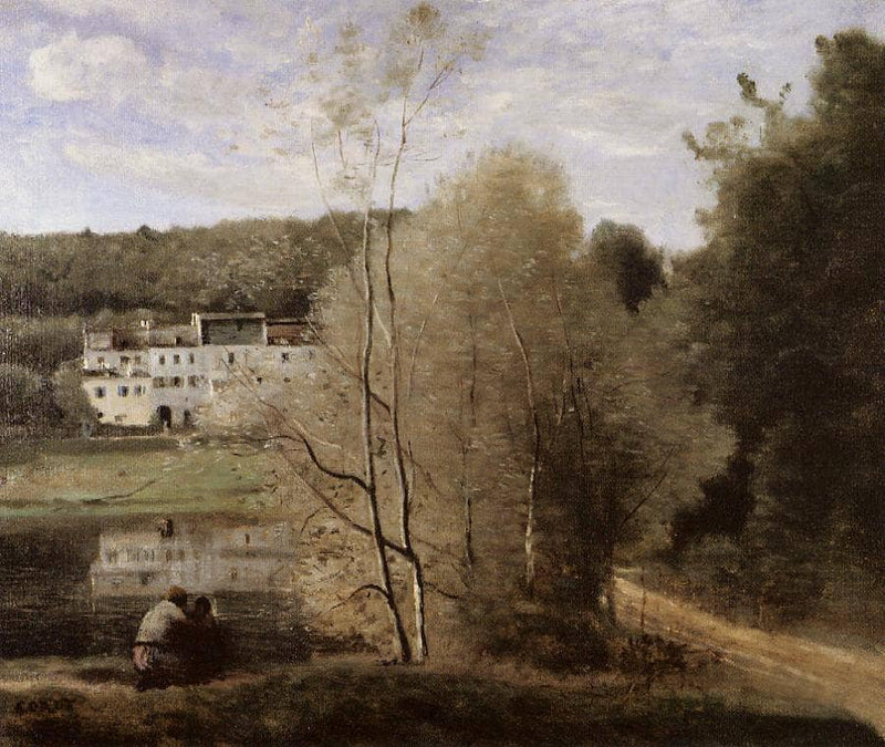The Pond and the Cabassud Houses at Ville d'Avray by Camille Corot — Oil Painting Reproduction