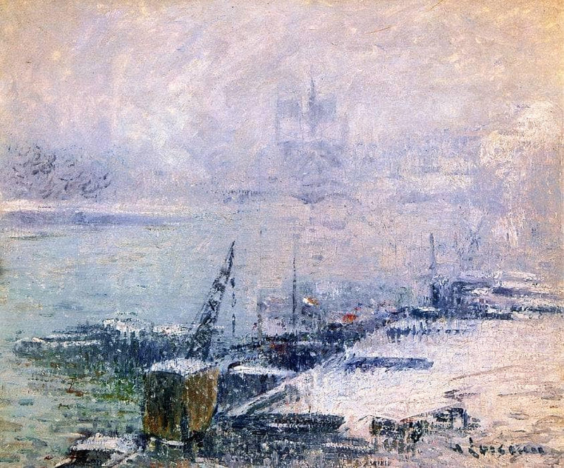 The Pont Henri IV Notre Dame de Paris in the Snow by Gustave Loiseau — Oil Painting Reproduction