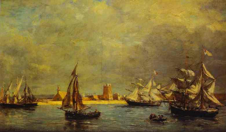 The Port of Camaret by Eugene Boudin — Oil Painting Reproduction