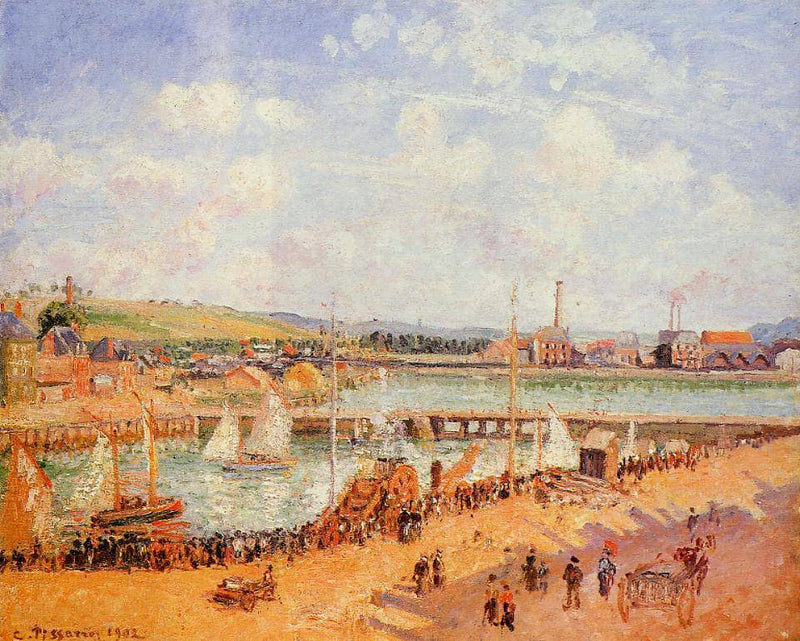 The Port of Dieppe, the Dunquesne and Berrigny Basins High Tide, Sunny Afternoon by Camille Pissarro — Oil Painting Reproduction