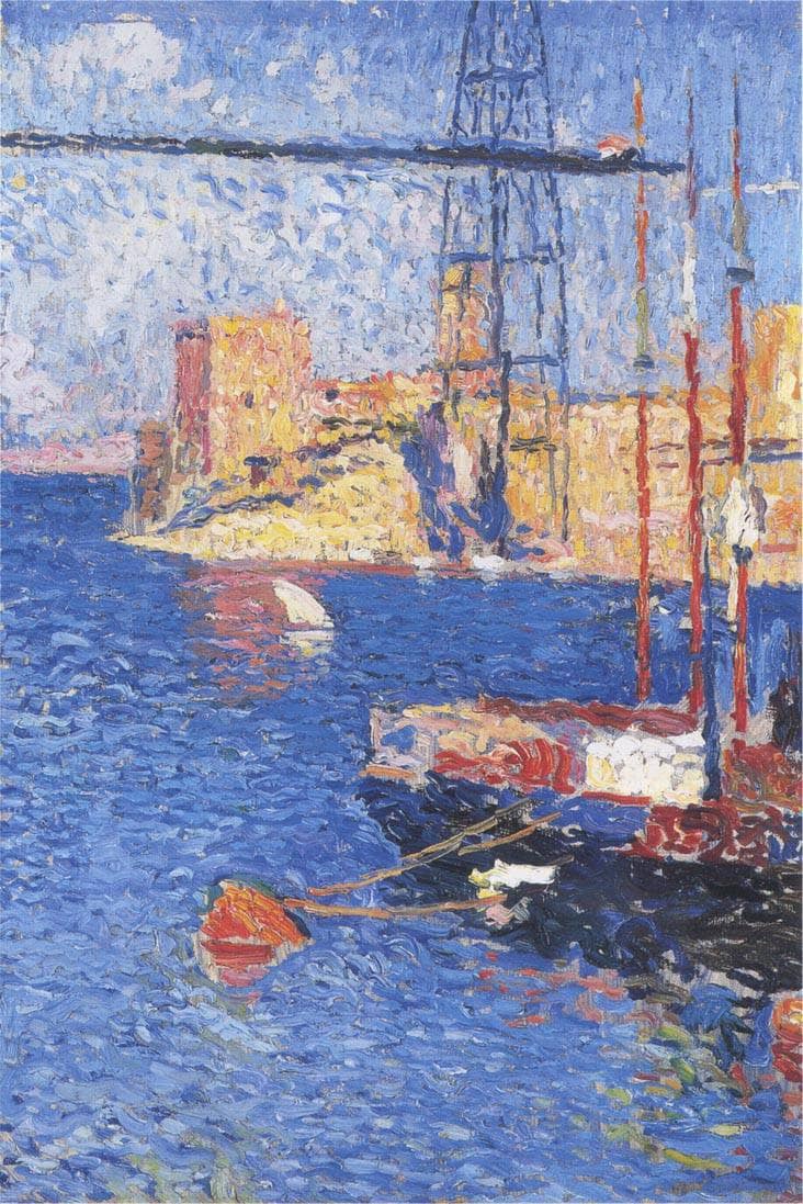 The Port of Marseilles transhipping by Henri Martin, Oil Painting Reproduction