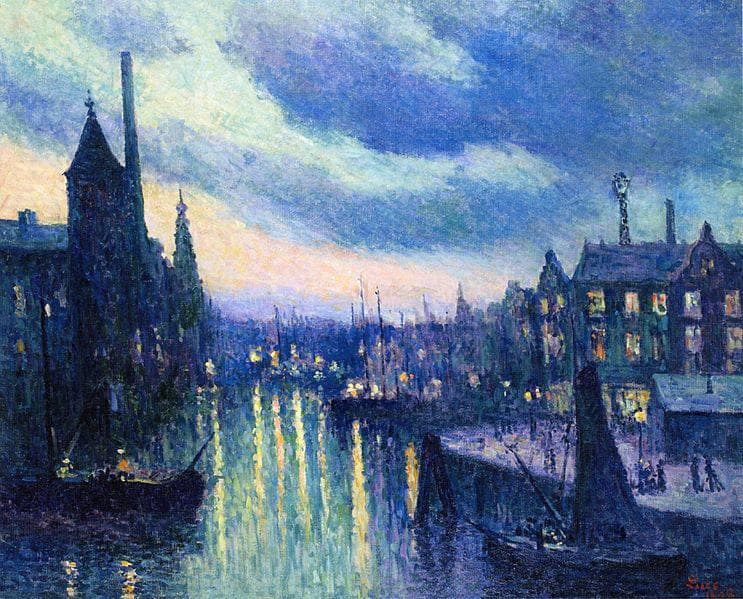 The Port of Rotterdam, Evening by Maximilien Luce — Oil Painting Reproduction