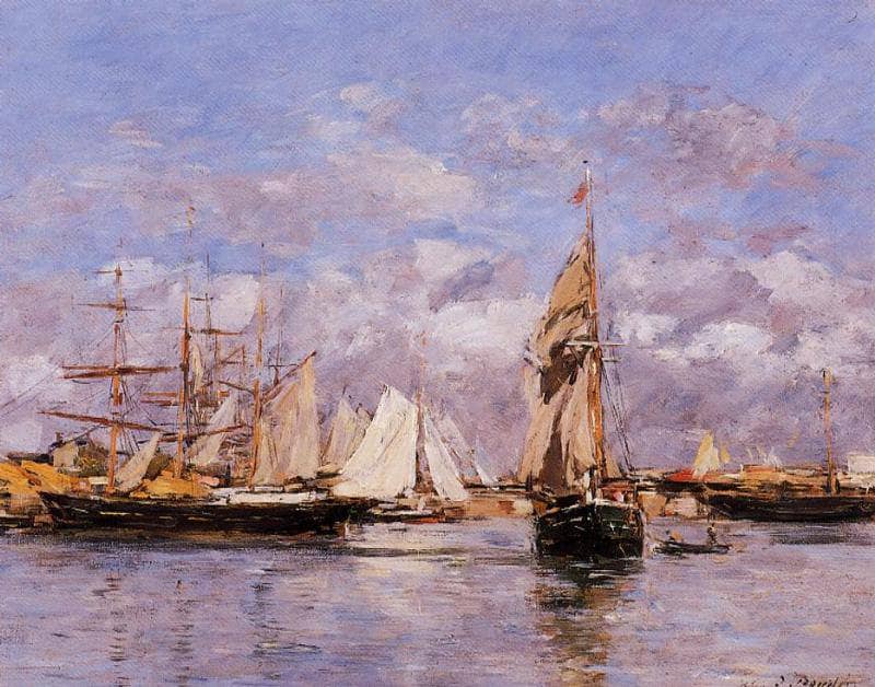 The Port of Trouville, High Tide by Eugene Boudin — Oil Painting Reproduction