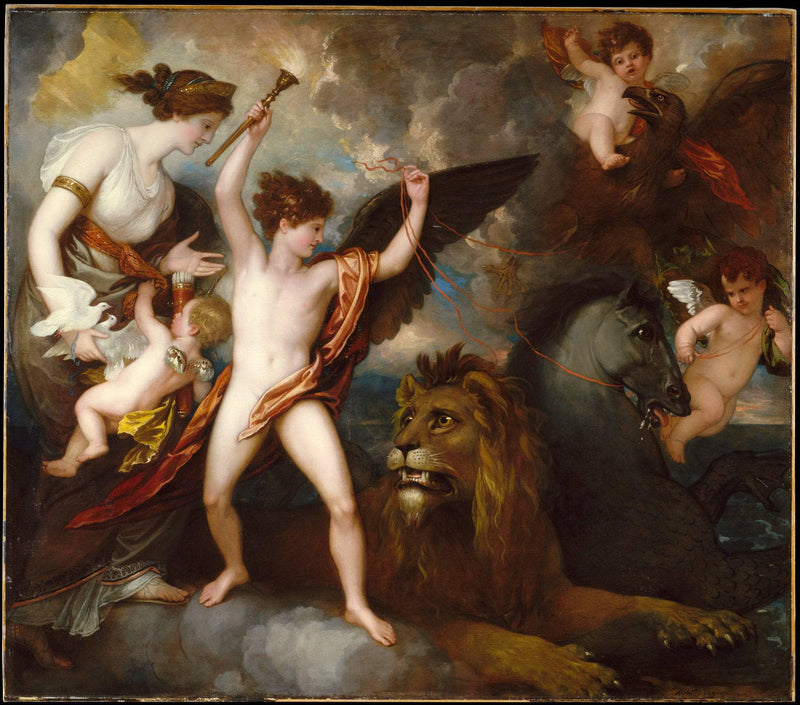 The Power of Love in the Three Elements by Benjamin West — Oil Painting Reproduction