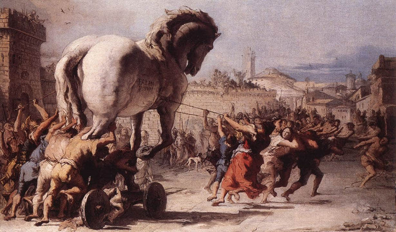 The Procession of the Trojan Horse in Troy by Giovanni Domenico Tiepolo, Oil Painting Reproduction