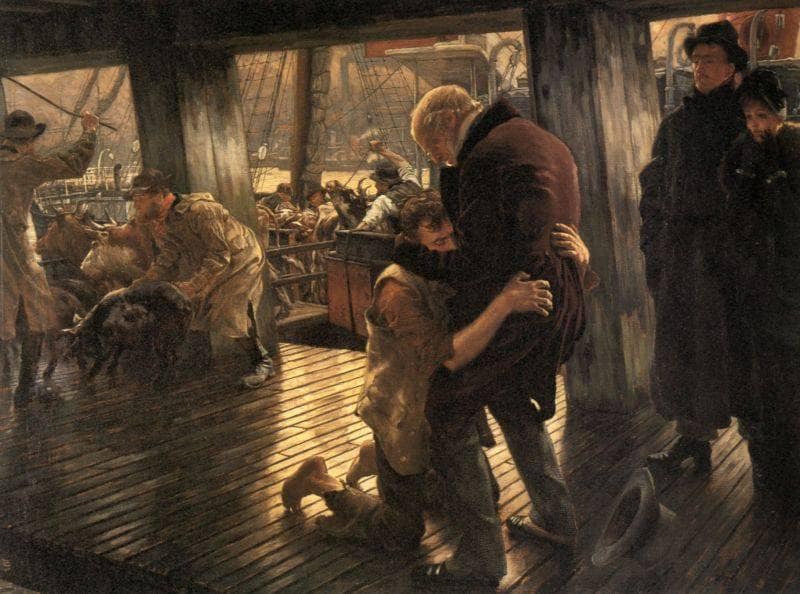 The Prodigal Son in Modern Life. The Return by James Tissot — Oil Painting Reproduction
