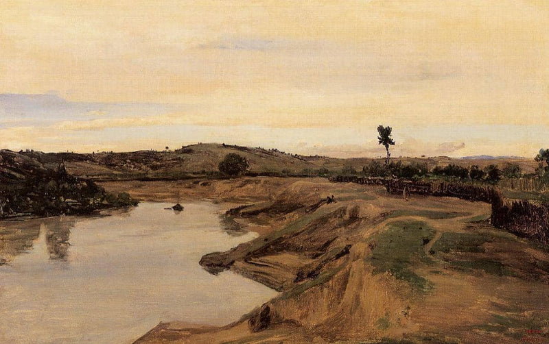 The Promenade du Poussin (Roman Campagna) by Camille Corot — Oil Painting Reproduction
