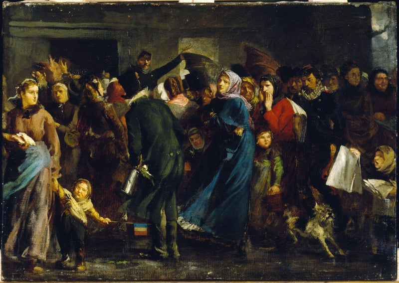 The queue at the butcher's shop in 1871 by Clément-Auguste Andrieux — Oil Painting Reproduction