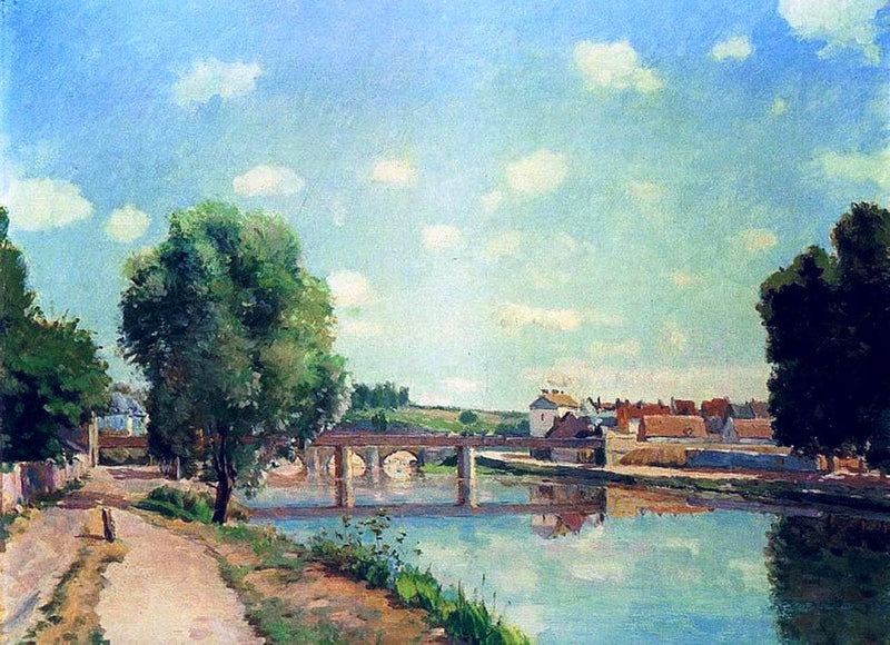 The Railway Bridge, Pontoise by Camille Pissarro — Oil Painting Reproduction