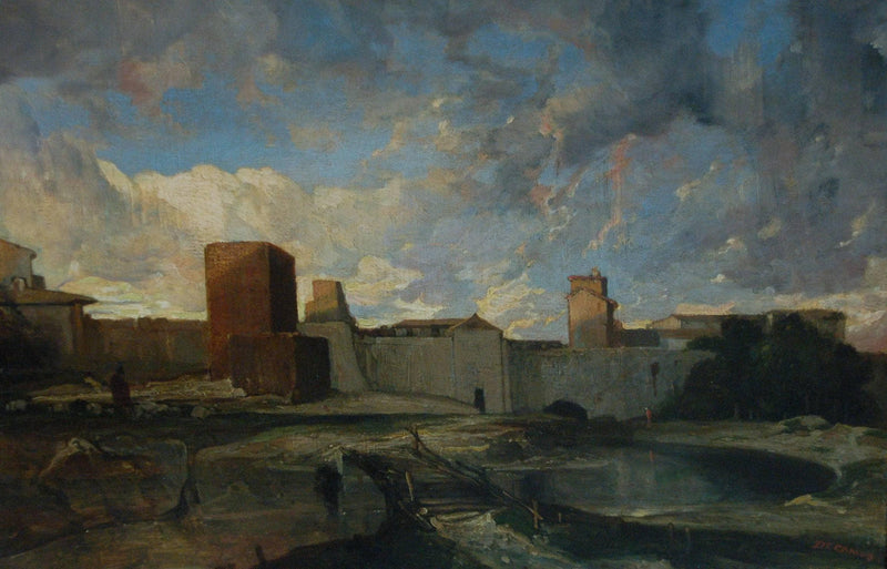 The ramparts of Aigues-Mortes by Alexandre-Gabriel Decamps — Oil Painting Reproduction