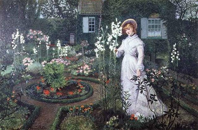 The Rector's Garden, Queen of the Lilies by John Atkinson Grimshaw — Oil Painting Reproduction