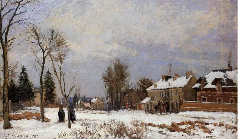The Road from Versailles to Saint Germain, Louveciennes. Snow Effect by Camille Pissarro — Oil Painting Reproduction