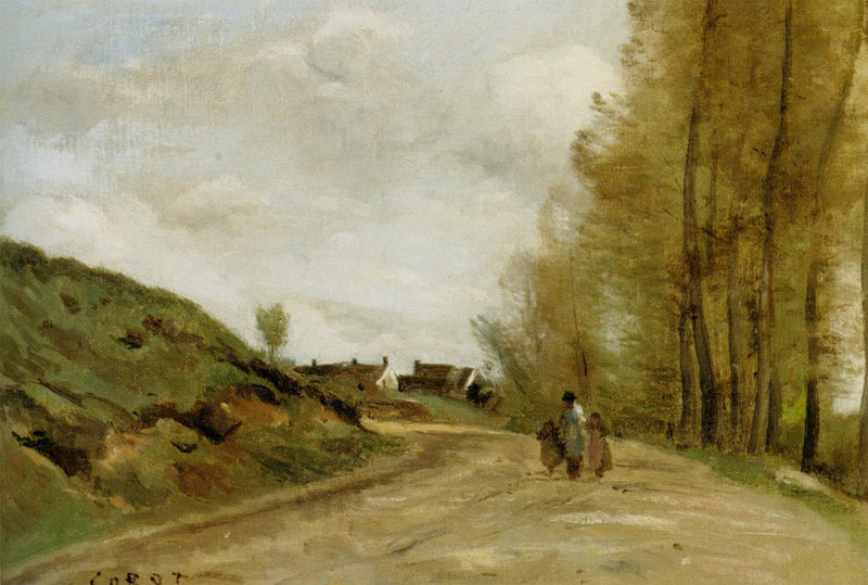 The Road in Gouvieux by Camille Corot — Oil Painting Reproduction