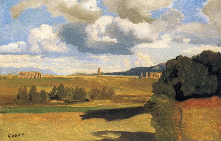 The Roman Campagna with the Claudian Aqueduct by Camille Corot — Oil Painting Reproduction