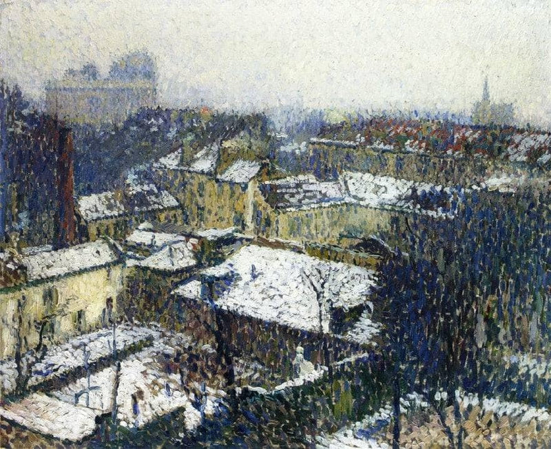 The Roofs of Paris in the Snow, the View from the Artist's Studio by Henri Martin — Oil Painting Reproduction
