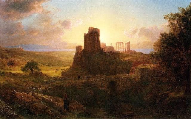 The Ruins at Sunion, Greece by Frederic Edwin Church — Oil Painting Reproduction